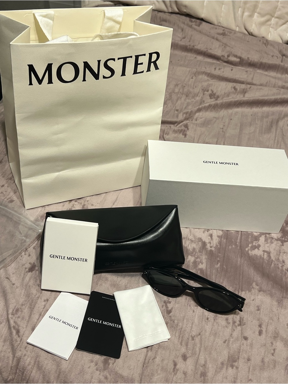 GENTLE MONSTER Glossy Black Rectangular Sunglasses